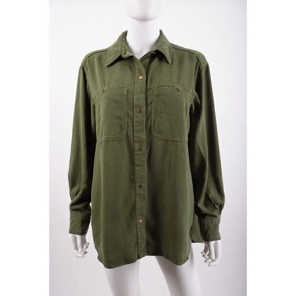 Zara Womens Oversized Button Up Shirt Top Size S Green 9184/332 NWT